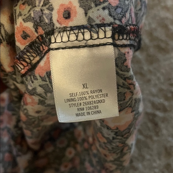 Blue Rain Black Floral Faux Wrap 3/4 Sleeve Dress X-Large - Picture 6 of 7